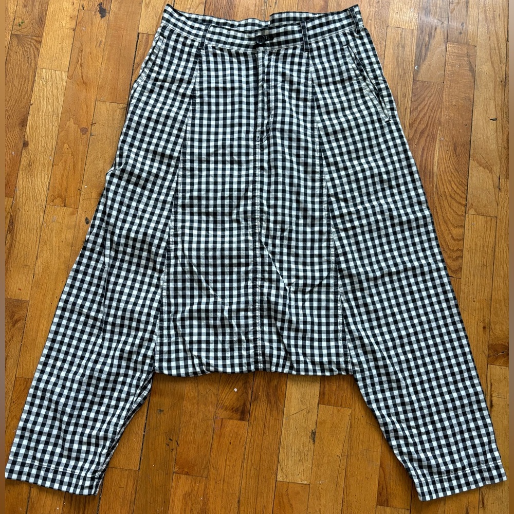 Comme des Garcons Black and White Checkered drop crotch pants S